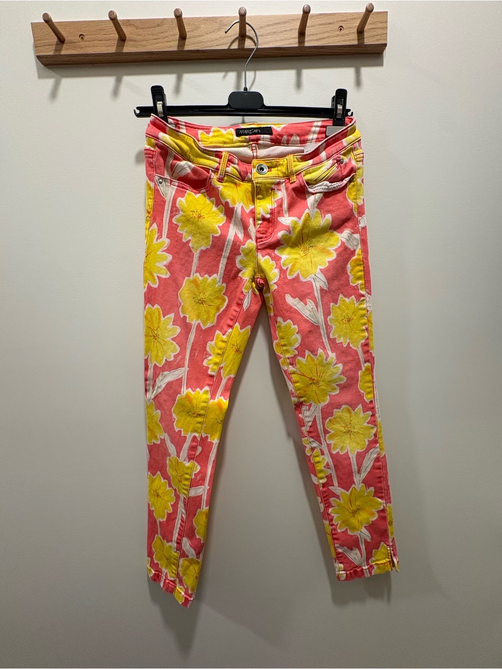 Marc Cain Pink Skinny Jeans with Yellow Floral Print